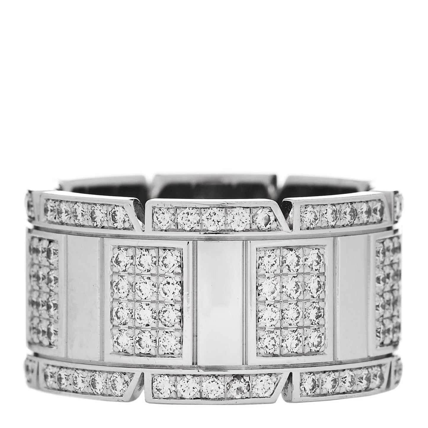 18K White Gold Diamond Tank Francaise Ring 60 9.25