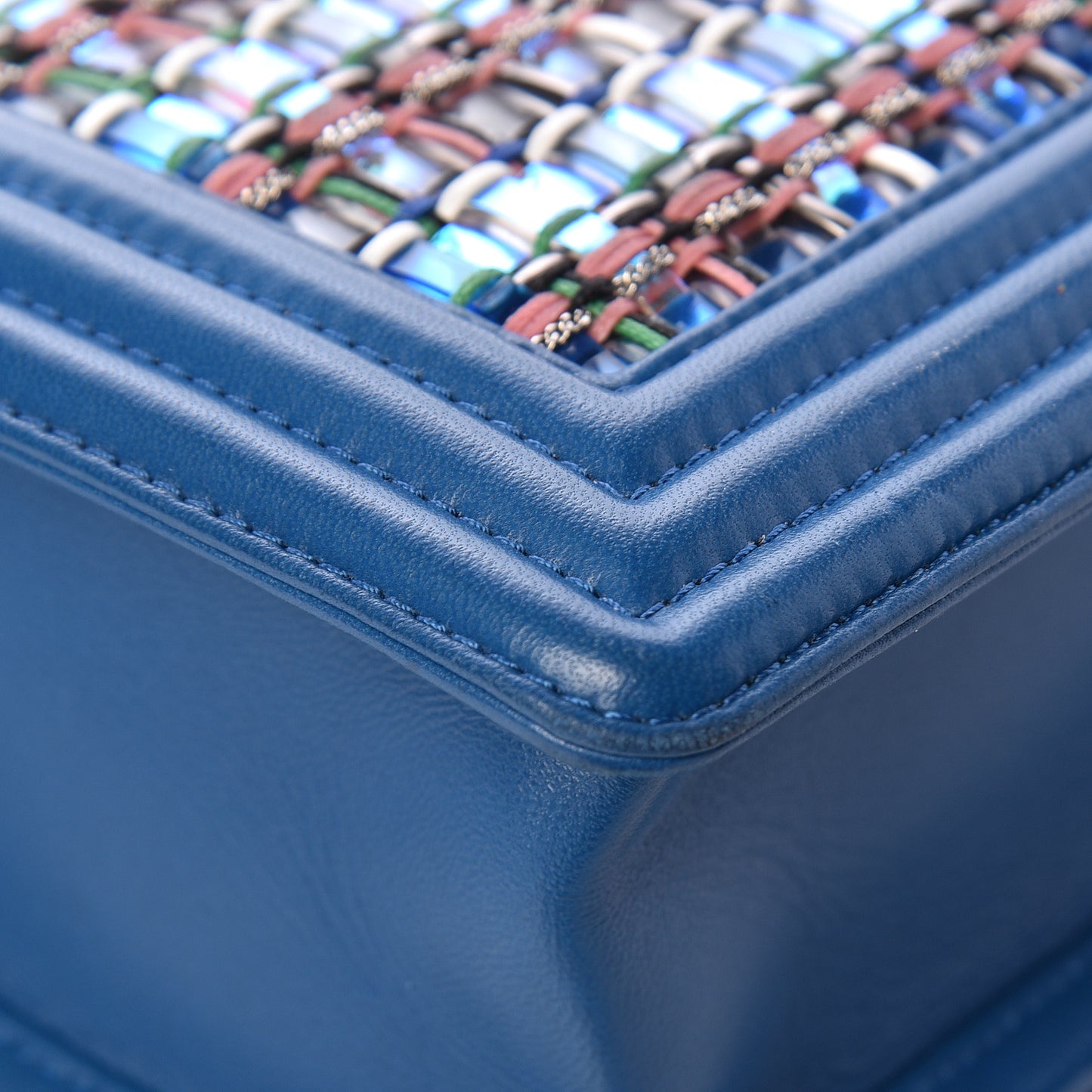 PVC Thread Woven Medium Boy Flap Dark Blue