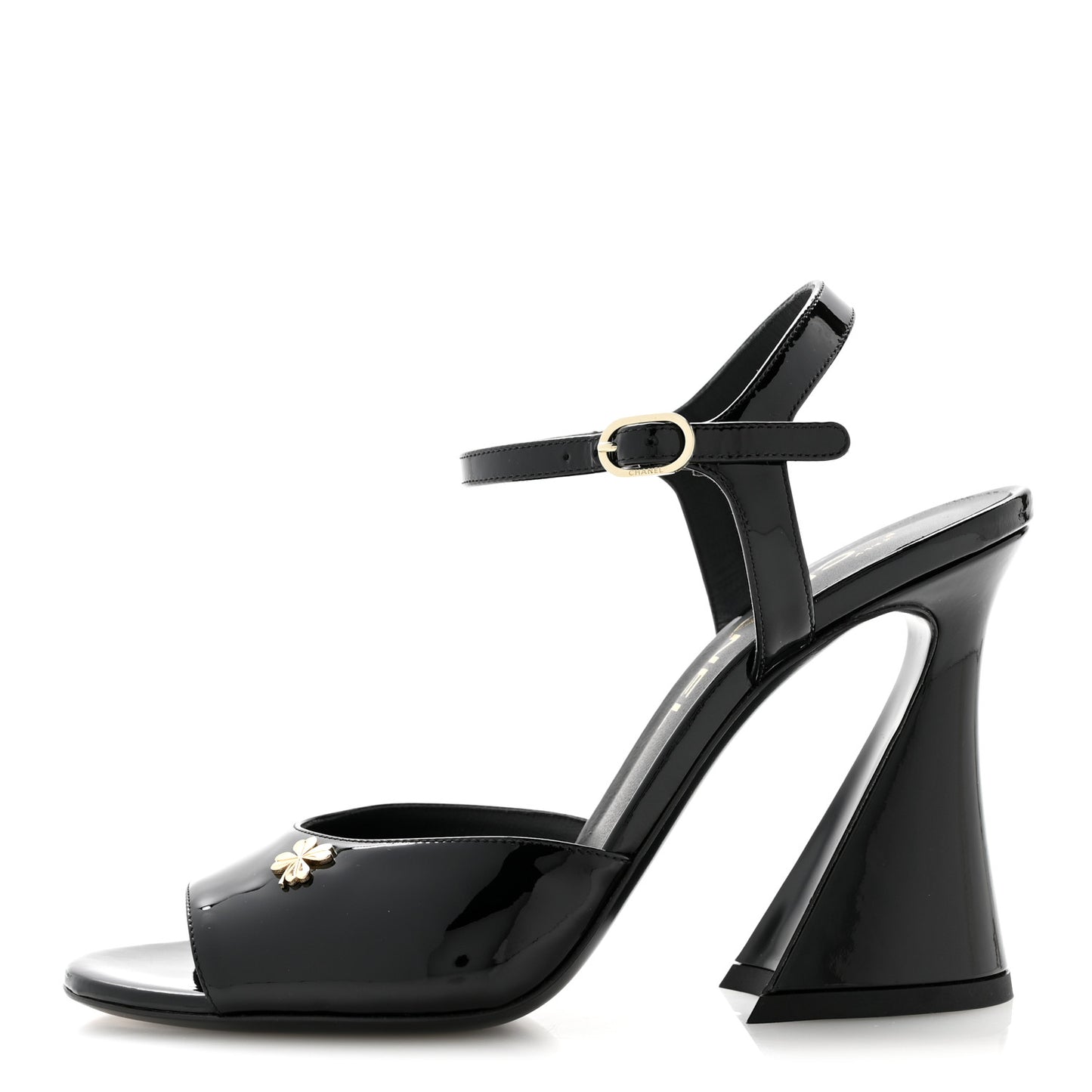 Patent Calfskin CC Clover Sandals 37.5 Black