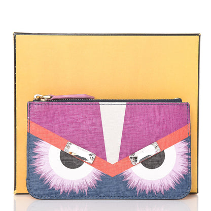 Fendi Vitello Elite Crystal Eye Monster Coin Pouch Key Case Cobalt Multicolor 9 of 9