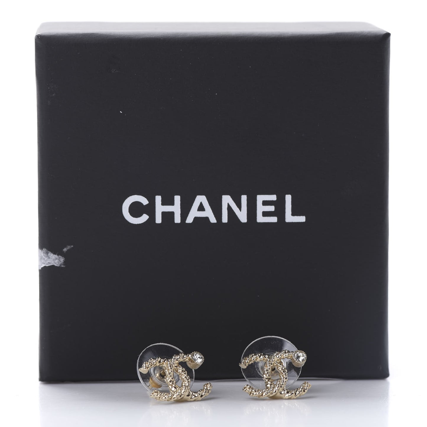 Crystal Twisted CC Earrings Gold