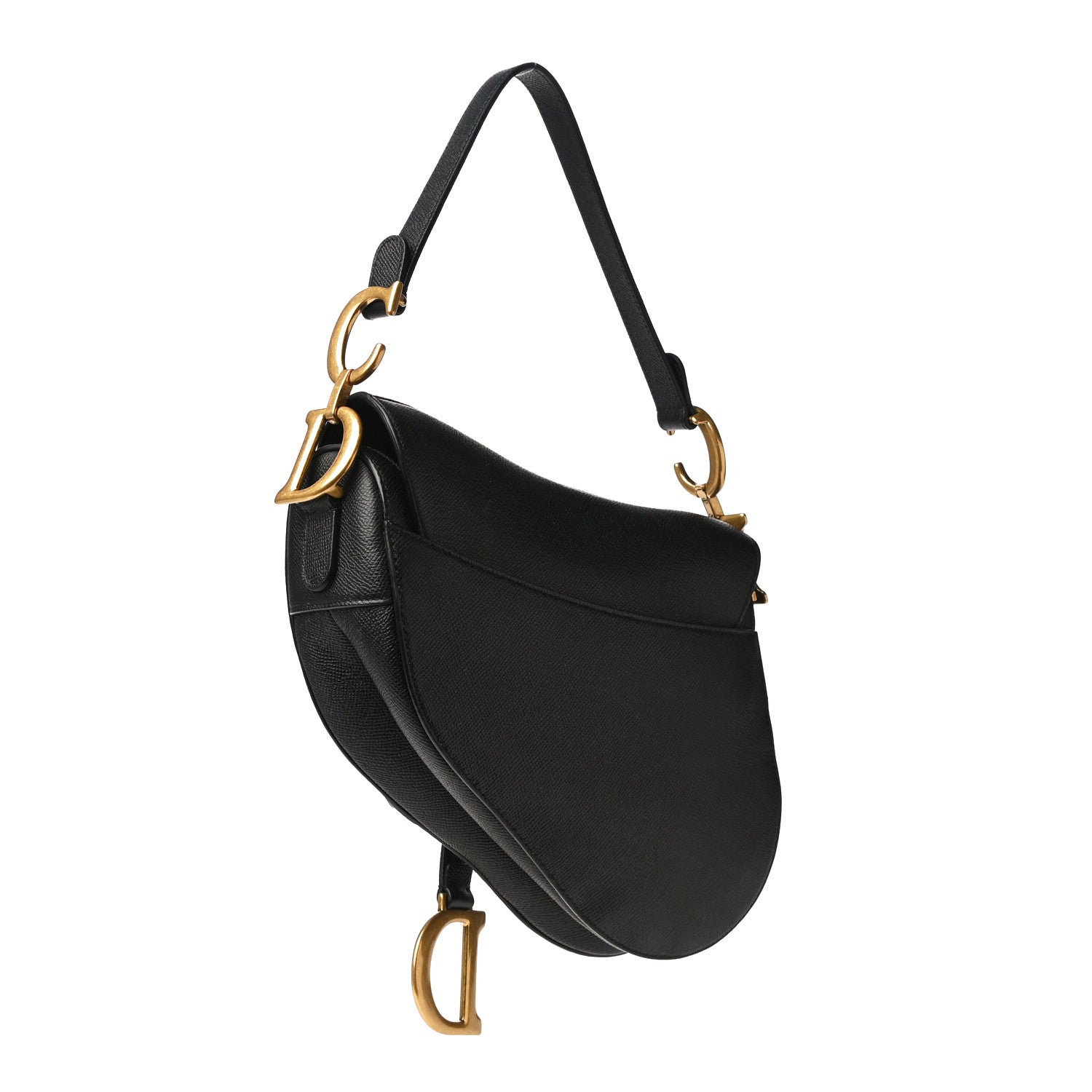 Christian Dior Grained Calfskin Saddle Bag Black 2 of 15
