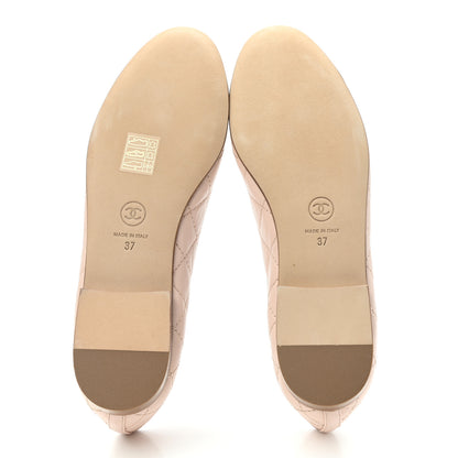 Chanel Lambskin Quilted CC Cap Toe Ballerina Flats 37 Beige 5 of 9