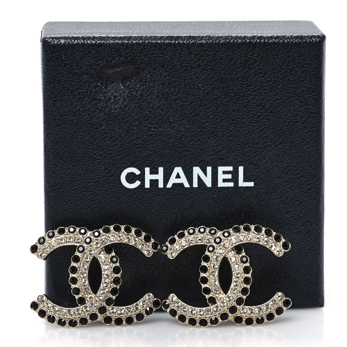 Crystal CC Earrings Black Gold