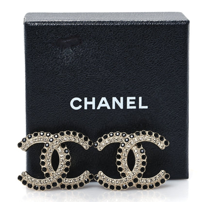 Chanel Crystal CC Earrings Black Gold 5 of 5