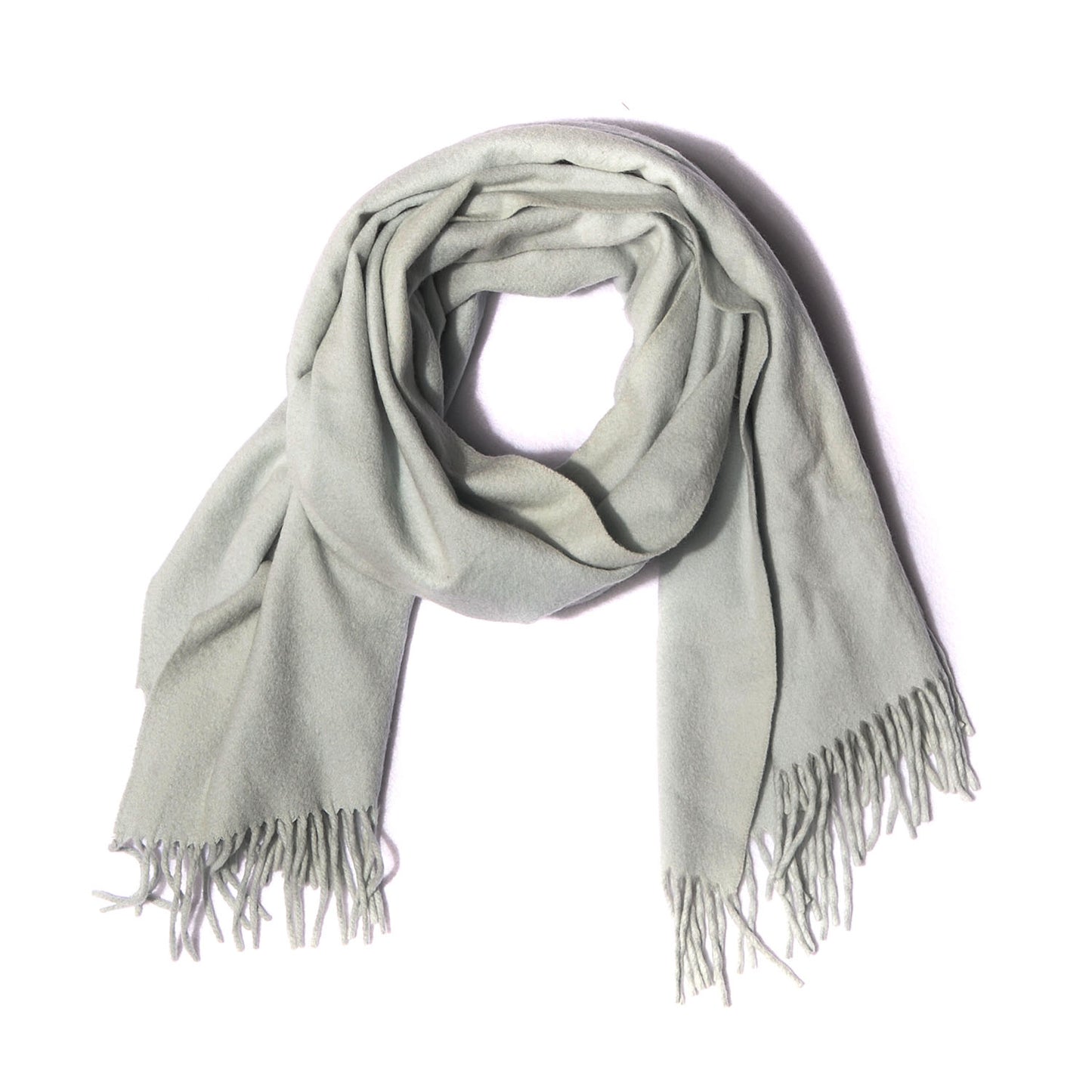 Solid Cashmere Fringe Scarf Light Bleu