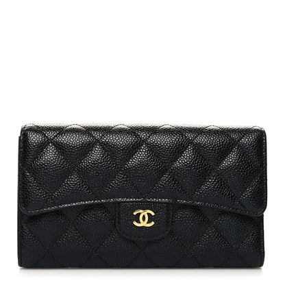 Chanel Caviar Quilted Large Gusset Flap Wallet Black 1 of 11