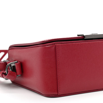 Off-White Saffiano Binder Clip Flap Shoulder Bag Red 10 of 11