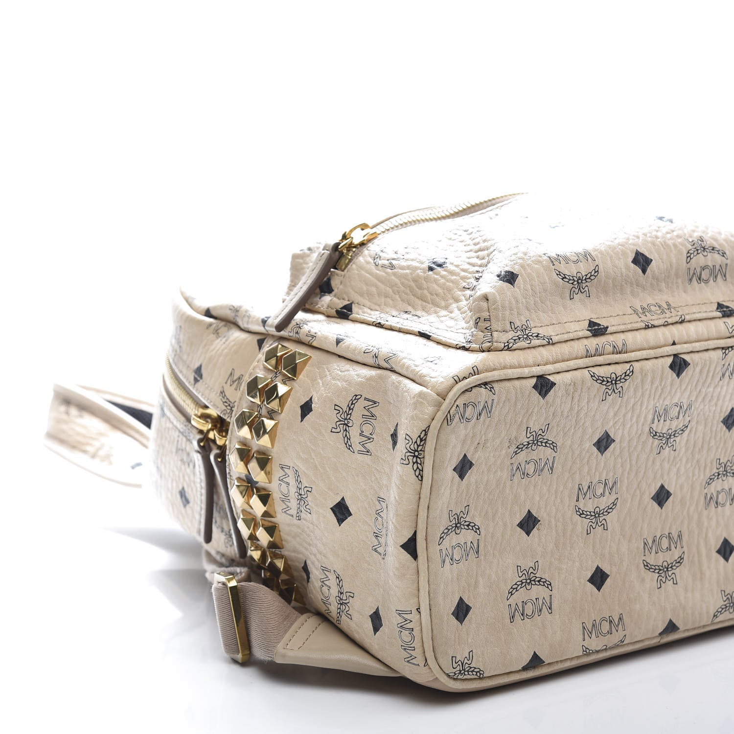 MCM Visetos Small Side Stud Stark Backpack Beige 8 of 10