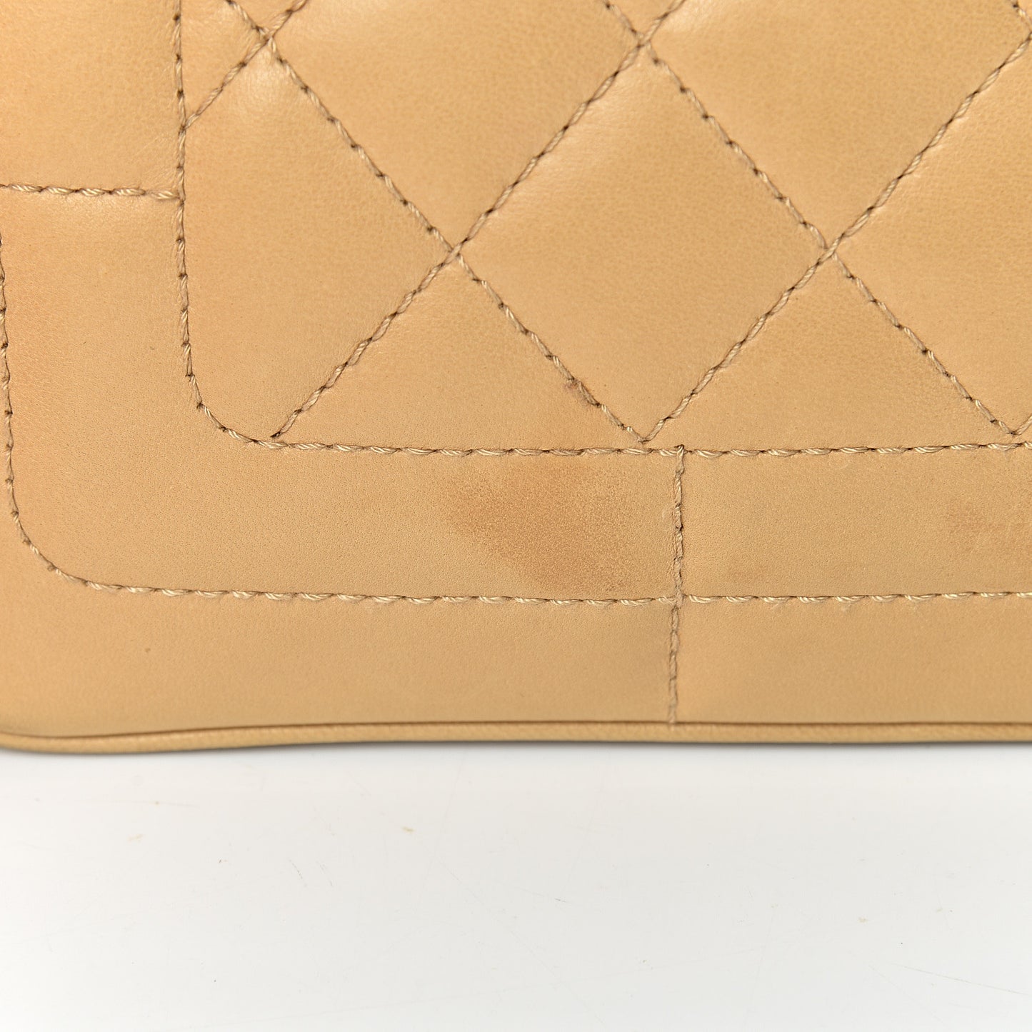 Lambskin Quilted Tassel Shoulder Bag Beige