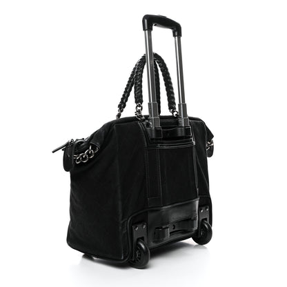 Chanel Washed Toile Calfskin Quilted Trolley Black 3 of 13