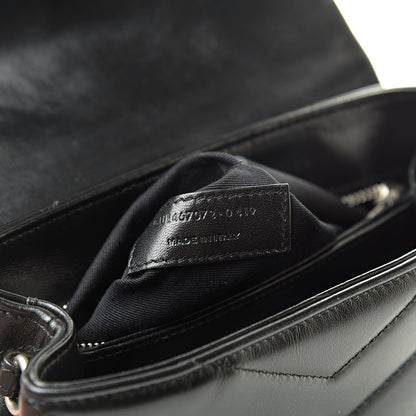 Saint Laurent Calfskin Y Quilted Monogram Toy Loulou Crossbody Bag Black 8 of 13