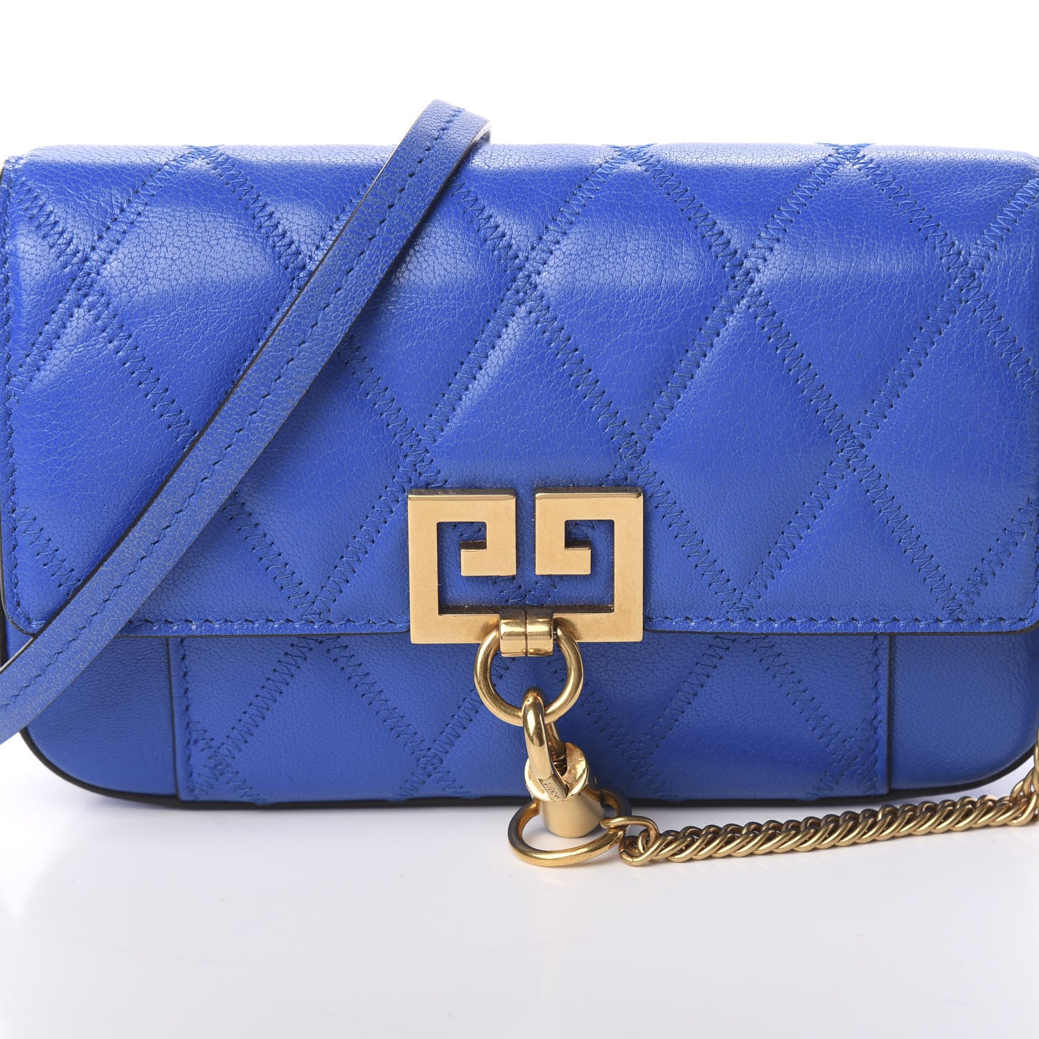 Givenchy Goatskin Quilted GV3 Mini Pocket Convertible Bag Blue 8 of 8