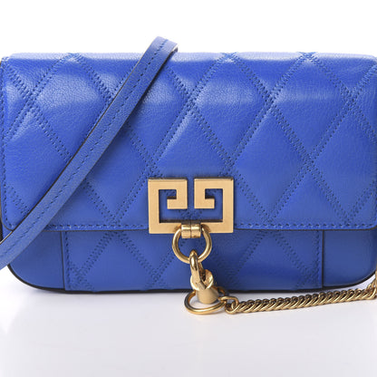 Givenchy Goatskin Quilted GV3 Mini Pocket Convertible Bag Blue 8 of 8