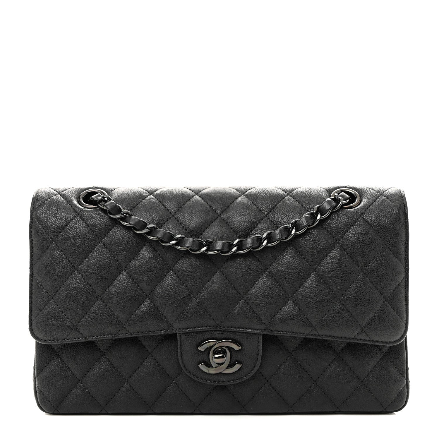 Chanel Crumpled Calfskin Quilted Medium Double Flap So Black 1 of 11