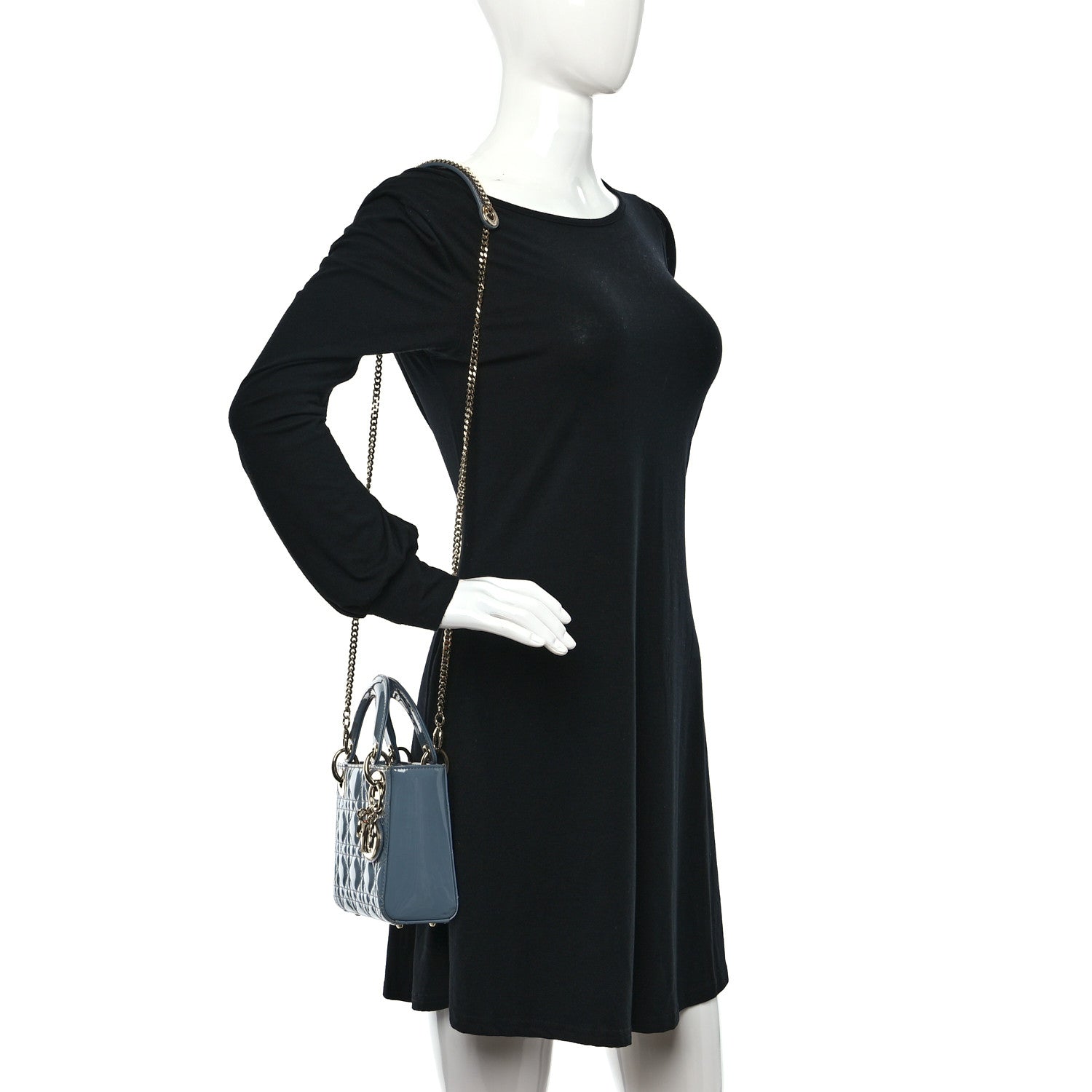 Christian Dior Patent Cannage Mini Lady Dior Light Blue 3 of 8