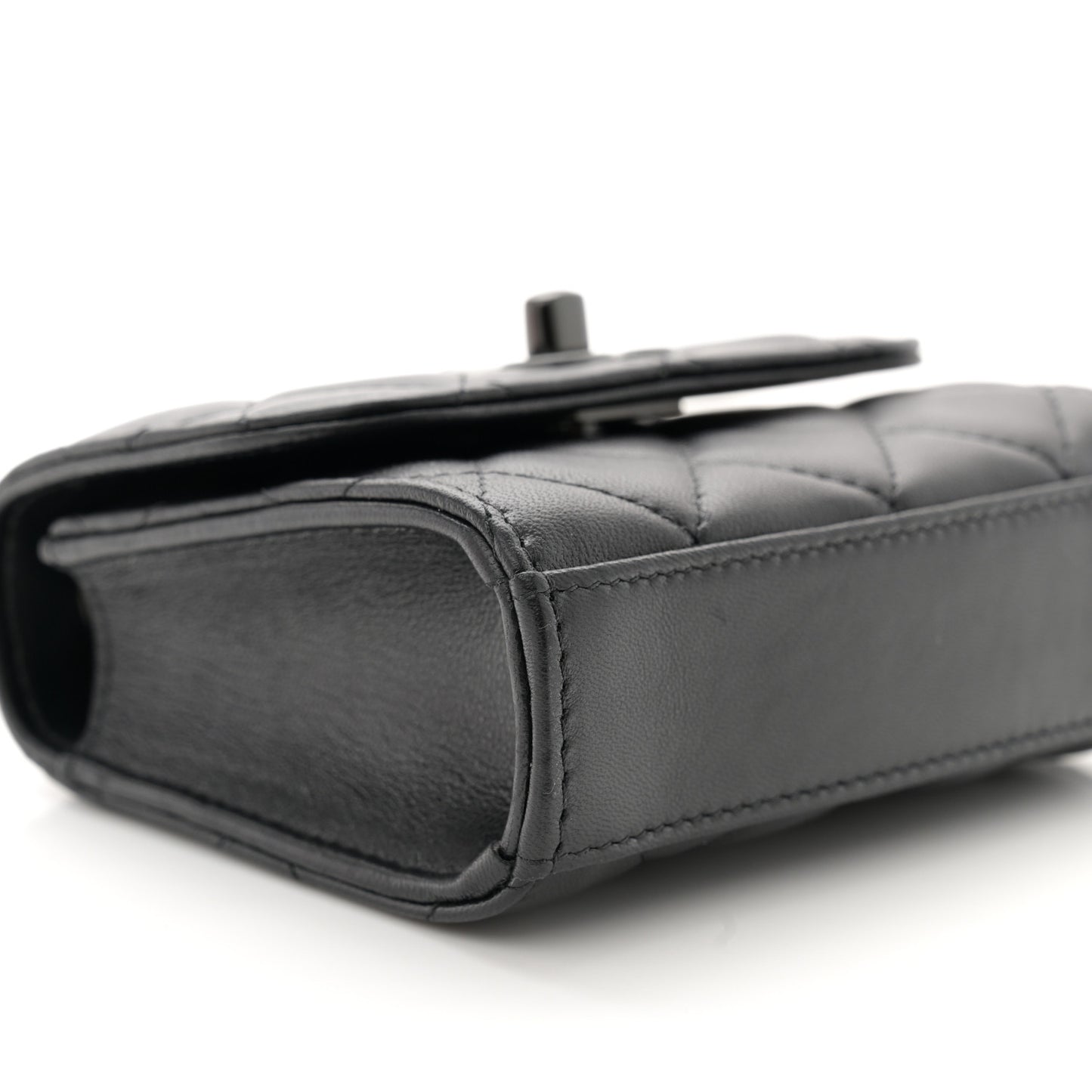 Lambskin Quilted Mini Trendy CC Clutch With Chain So Black