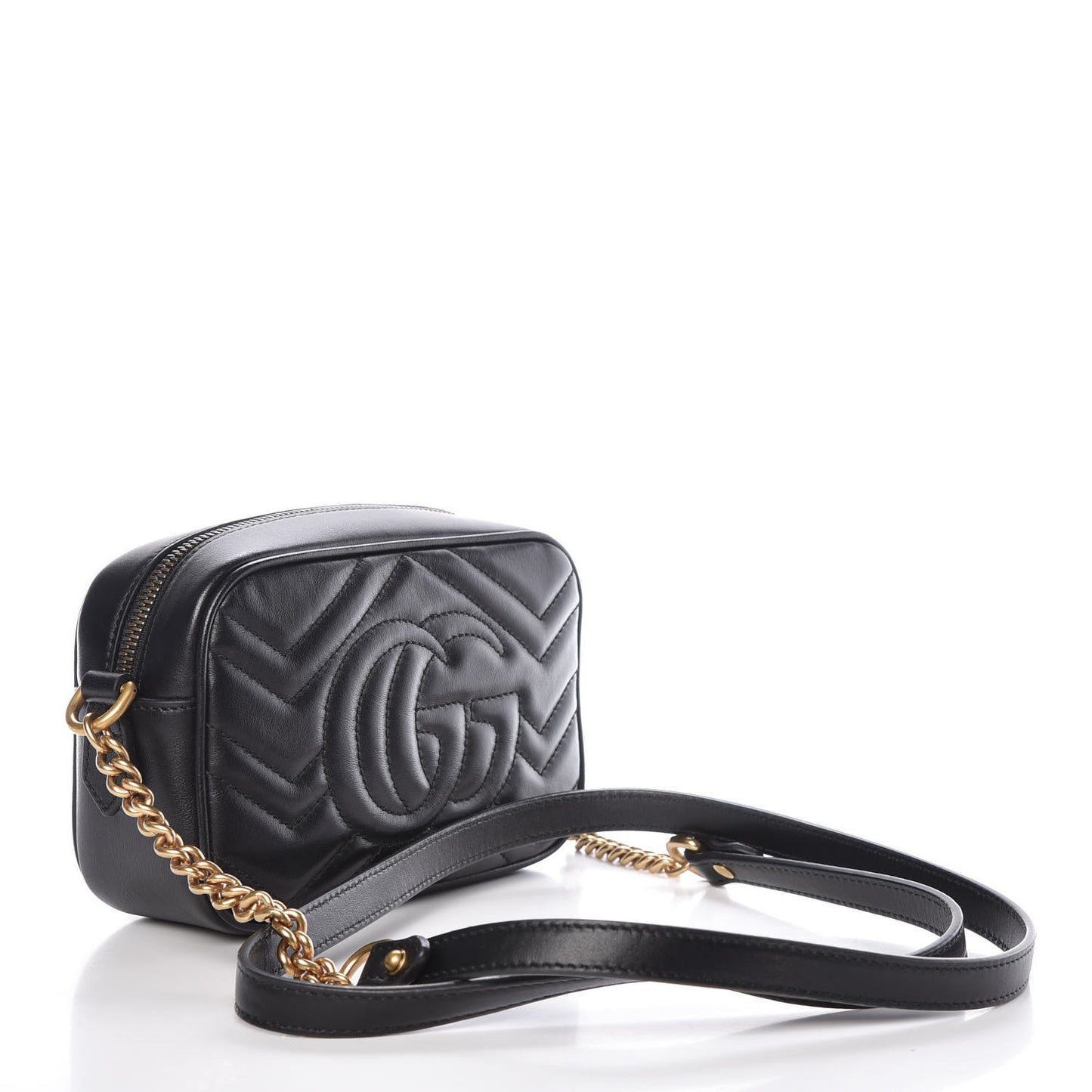 Calfskin Matelasse Mini GG Marmont Chain Shoulder Bag Black
