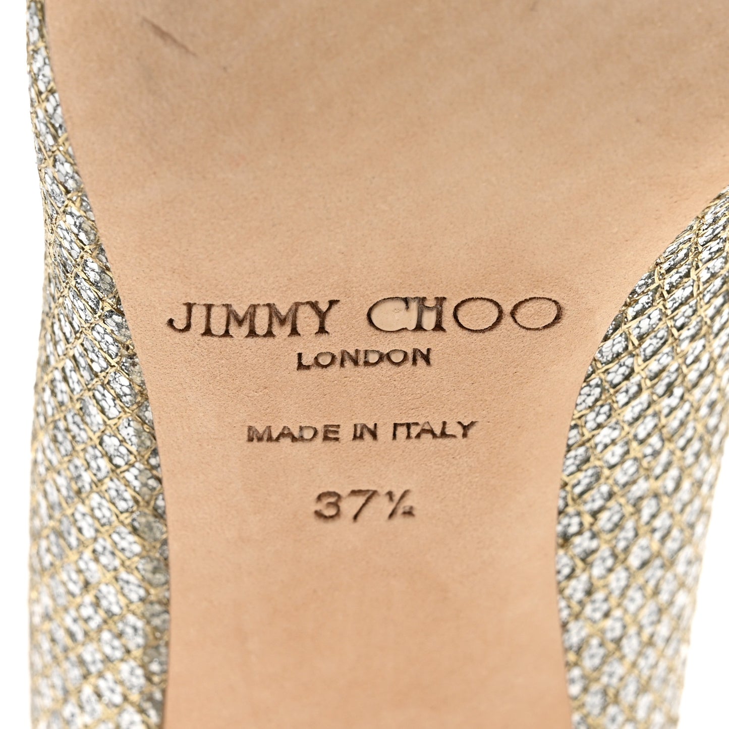 Glitter Fabric Evelyn Peep Toe 65 Pumps 37.5 Champagne