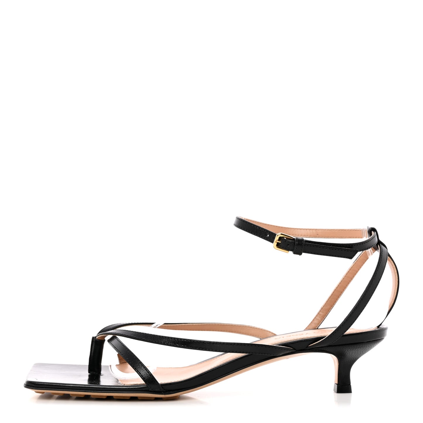 Lambskin Stretch Multi Strap 40mm Sandals 37.5 Black