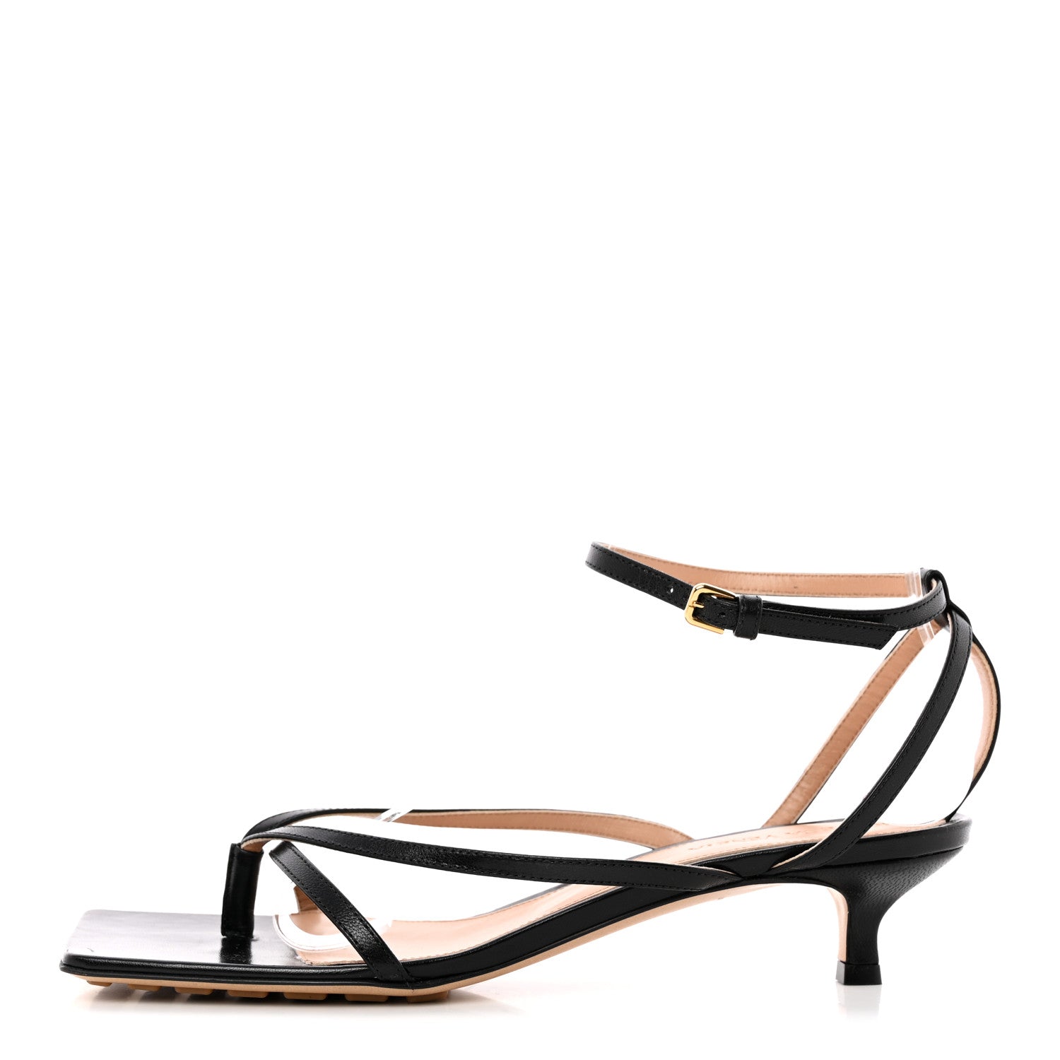 Bottega Veneta Lambskin Stretch Multi Strap 40mm Sandals 37.5 Black 1 of 14