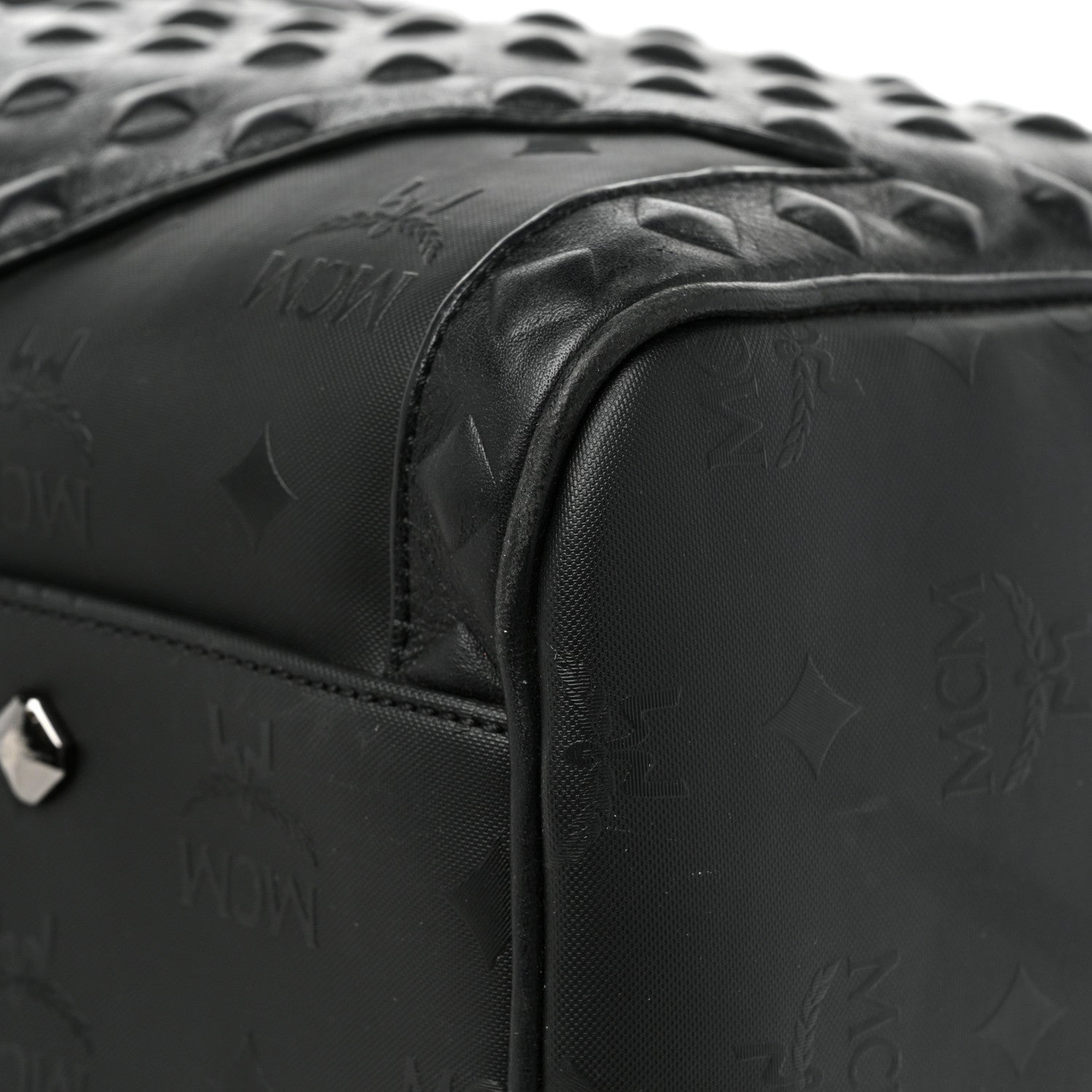 MCM Visetos Medium Stud Traveler Weekender Duffle Bag Black 9 of 12