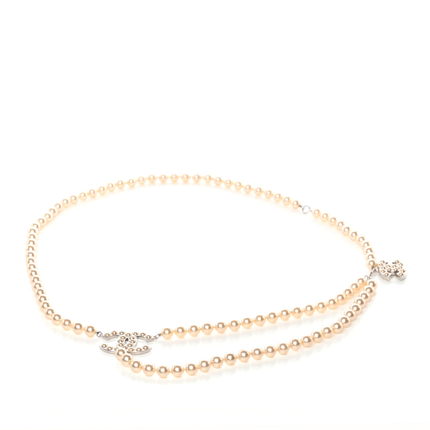 Chanel Pearl CC Double Strand Belt Silver 1 of 4