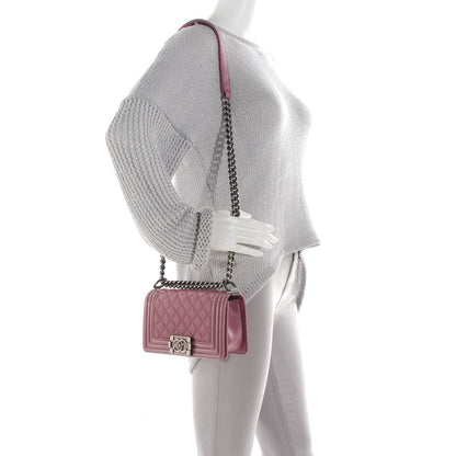 Chanel Goatskin Quilted Patent Small Duo Boy Flap Pink 2 of 8