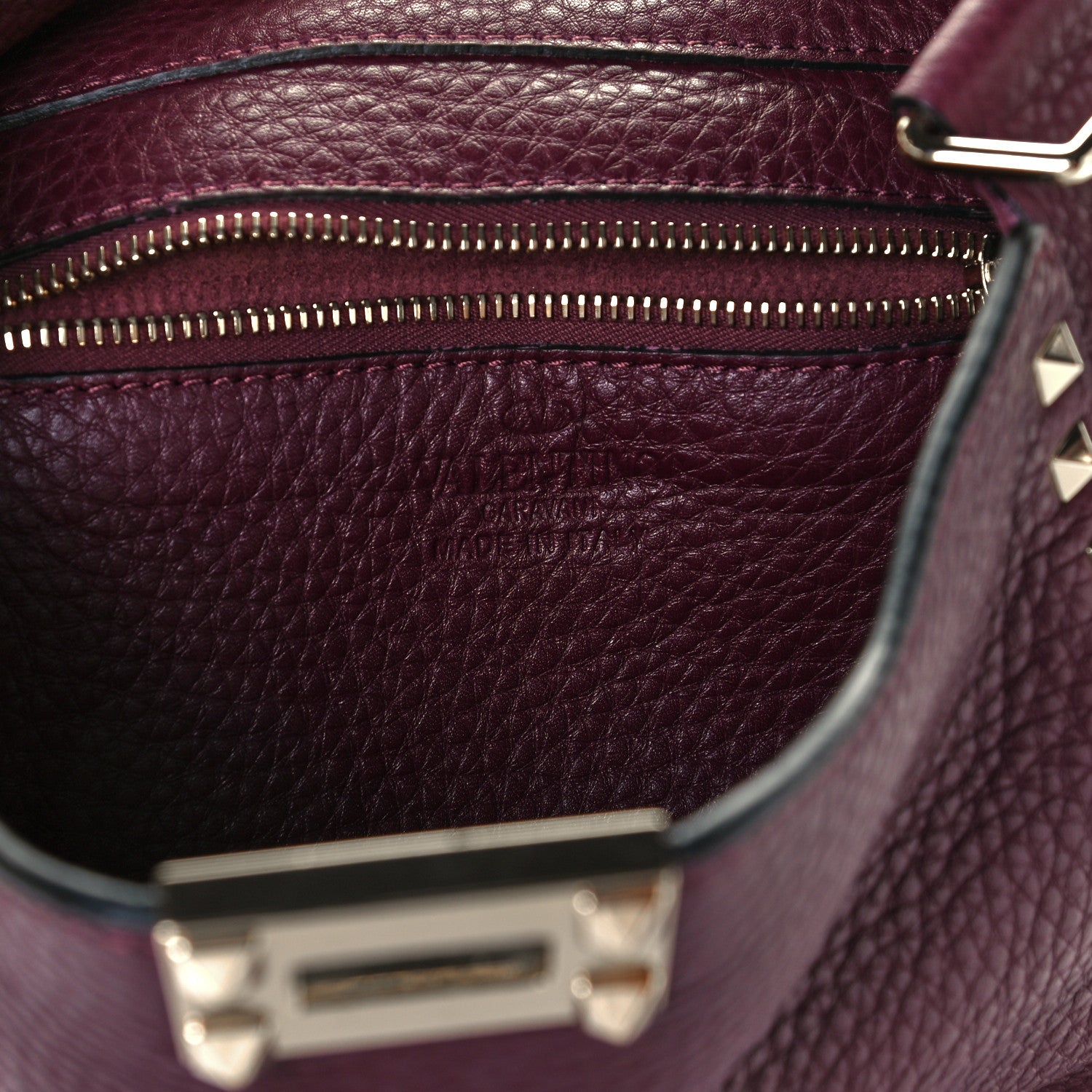 Valentino Garavani Pebbled Calfskin Small Rockstud Flip-Lock Messenger Bag Vinaccia 6 of 10