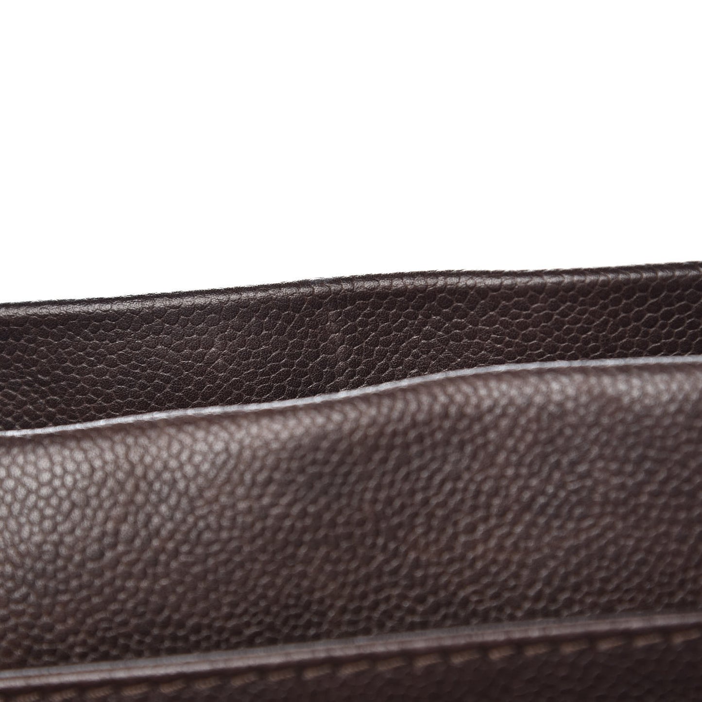 Caviar Large CC Tuck Tote Dark Brown