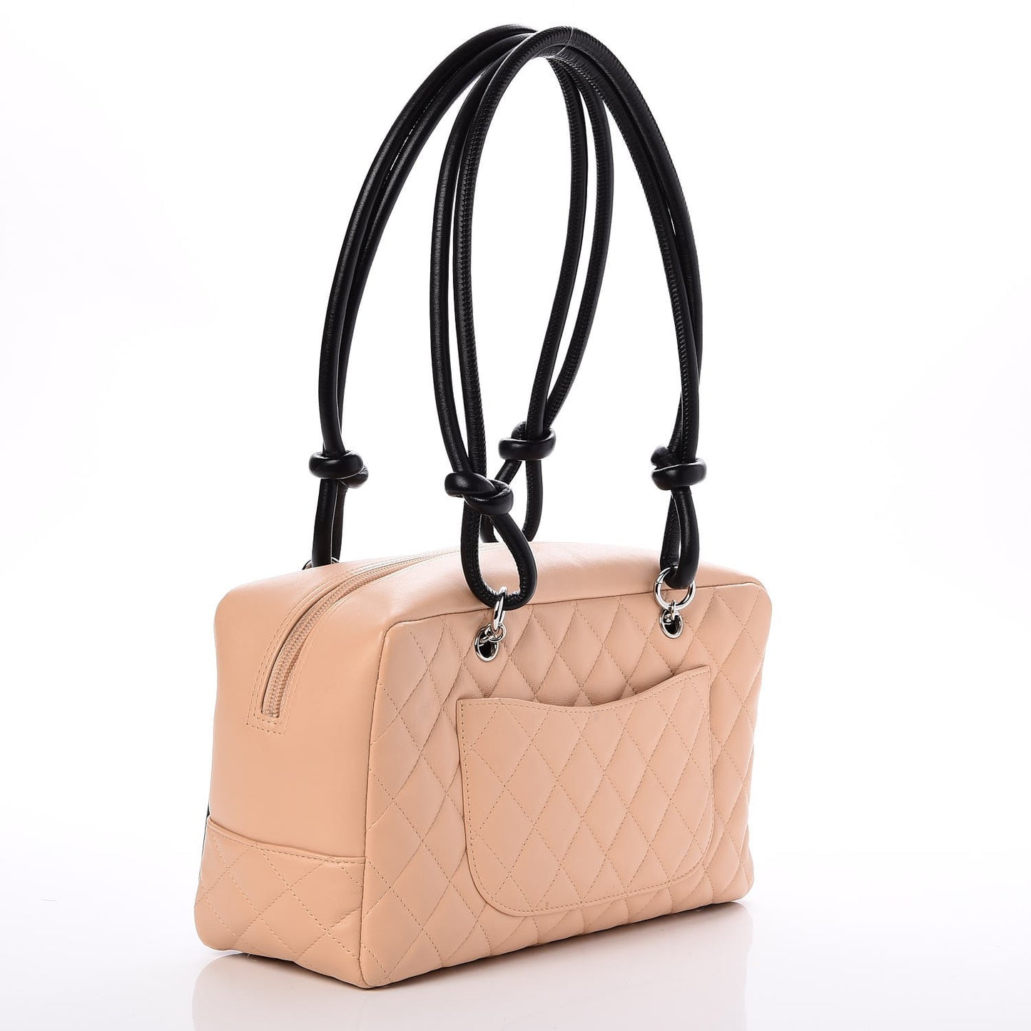 Calfskin Quilted Large Cambon Bowler Beige Black