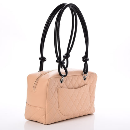 Chanel Calfskin Quilted Large Cambon Bowler Beige Black 3 of 7