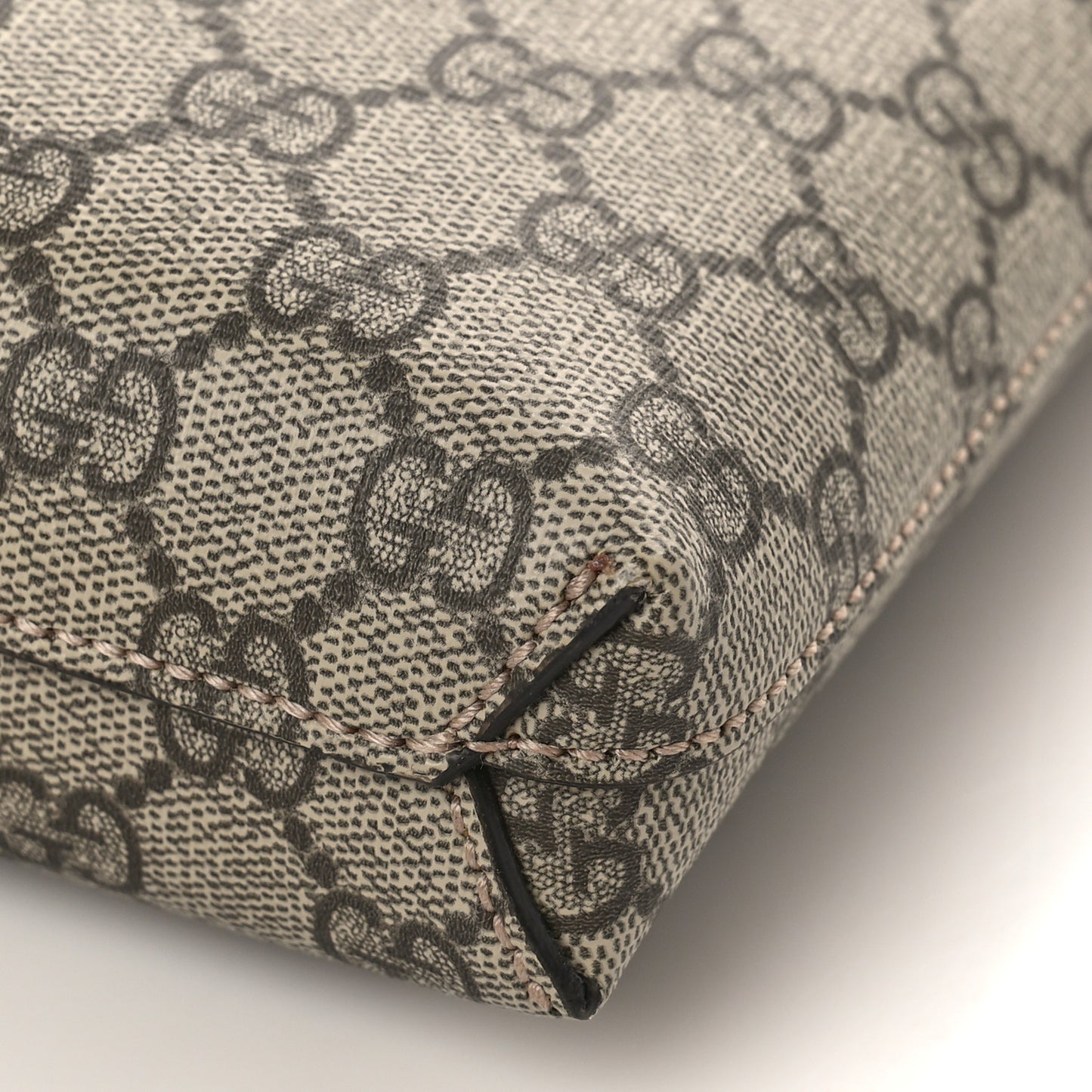 GG Supreme Monogram Azalea Calfskin Retro Interlocking G Wristlet Messenger Bag Beige Ebony Brown Sugar