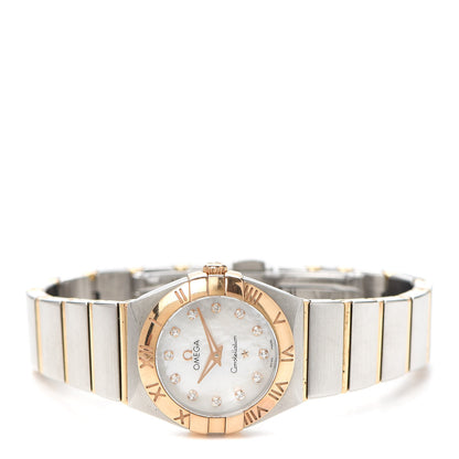 Omega Stainless Steel 18K Red Gold Diamond Mother of Pearl 24mm Constellation Quartz Watch 123.20.24.60.55.001 2 of 6