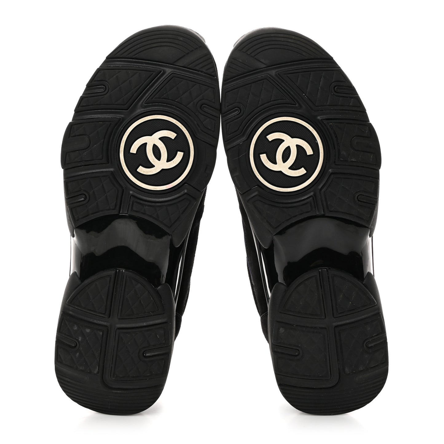 Suede Velvet Lambskin CC Sneakers 38.5 Black Blue Silver