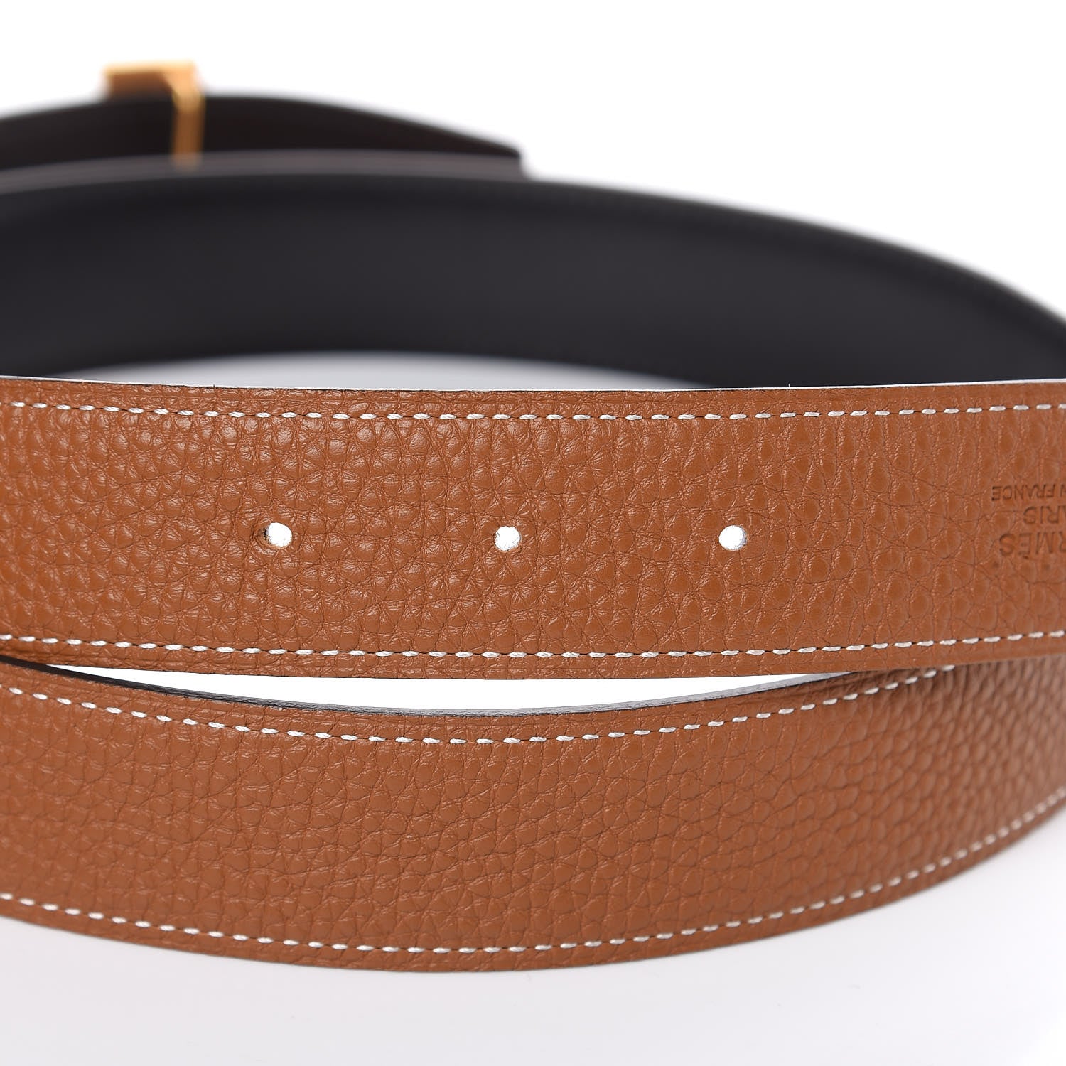 Hermes Box Togo Martelee H Belt 32mm Belt 90 Black Gold 5 of 6