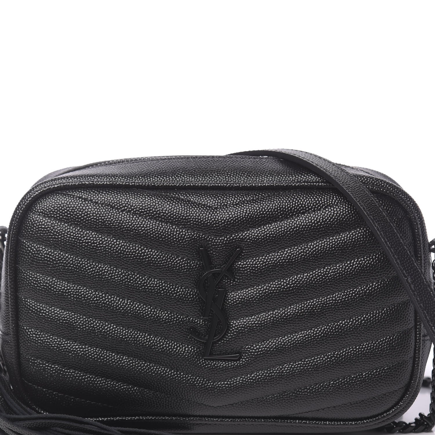 Saint Laurent Grain De Poudre Matelasse Monogram Mini Lou Camera Bag Black 9 of 10