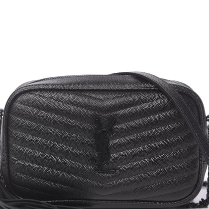 Saint Laurent Grain De Poudre Matelasse Monogram Mini Lou Camera Bag Black 9 of 10