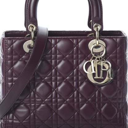 Christian Dior Lambskin Cannage Medium Lady Dior Burgundy 8 of 10