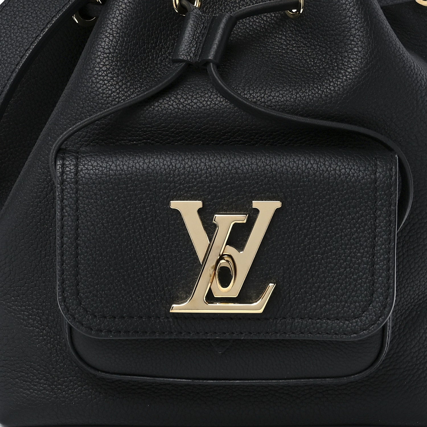 Louis Vuitton Calfskin Lockme Bucket MM Black 7 of 11