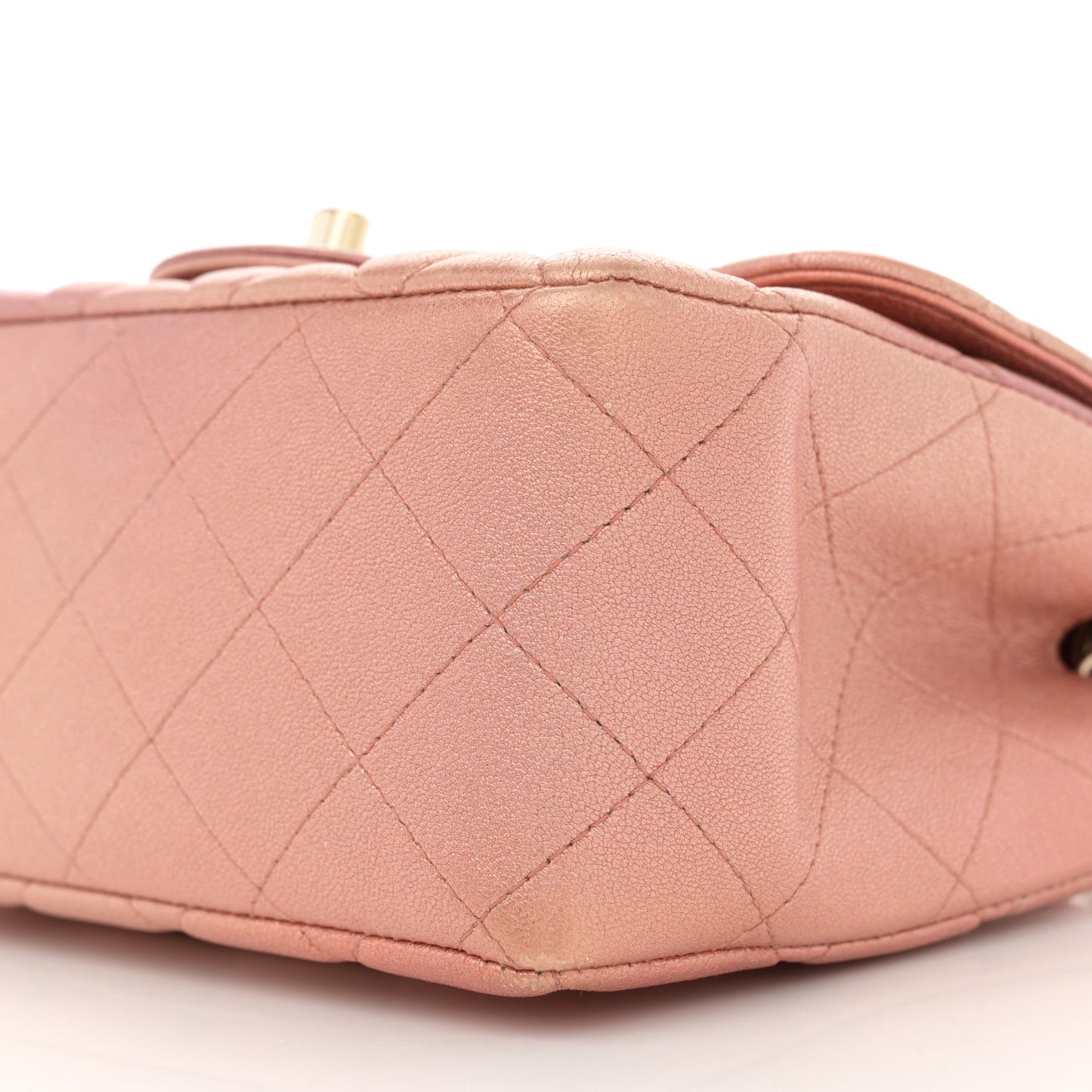 Metallic Lambskin Quilted Ombre Mini Square Flap Pink