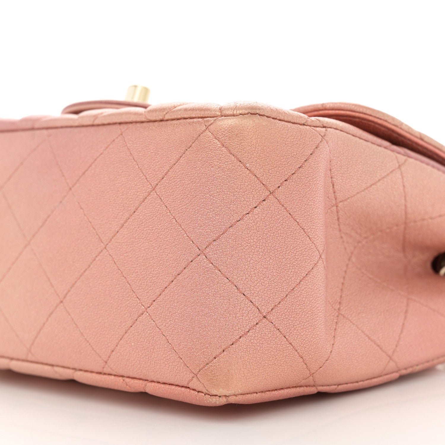 Chanel Metallic Lambskin Quilted Ombre Mini Square Flap Pink 10 of 11
