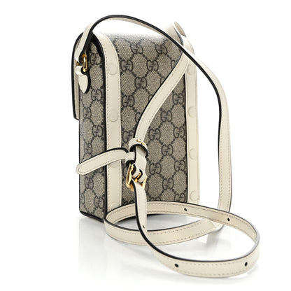 Gucci GG Supreme Monogram Azalea Calfskin Mini Horsebit 1955 Crossbody Bag Beige Ebony Mystic White 3 of 10