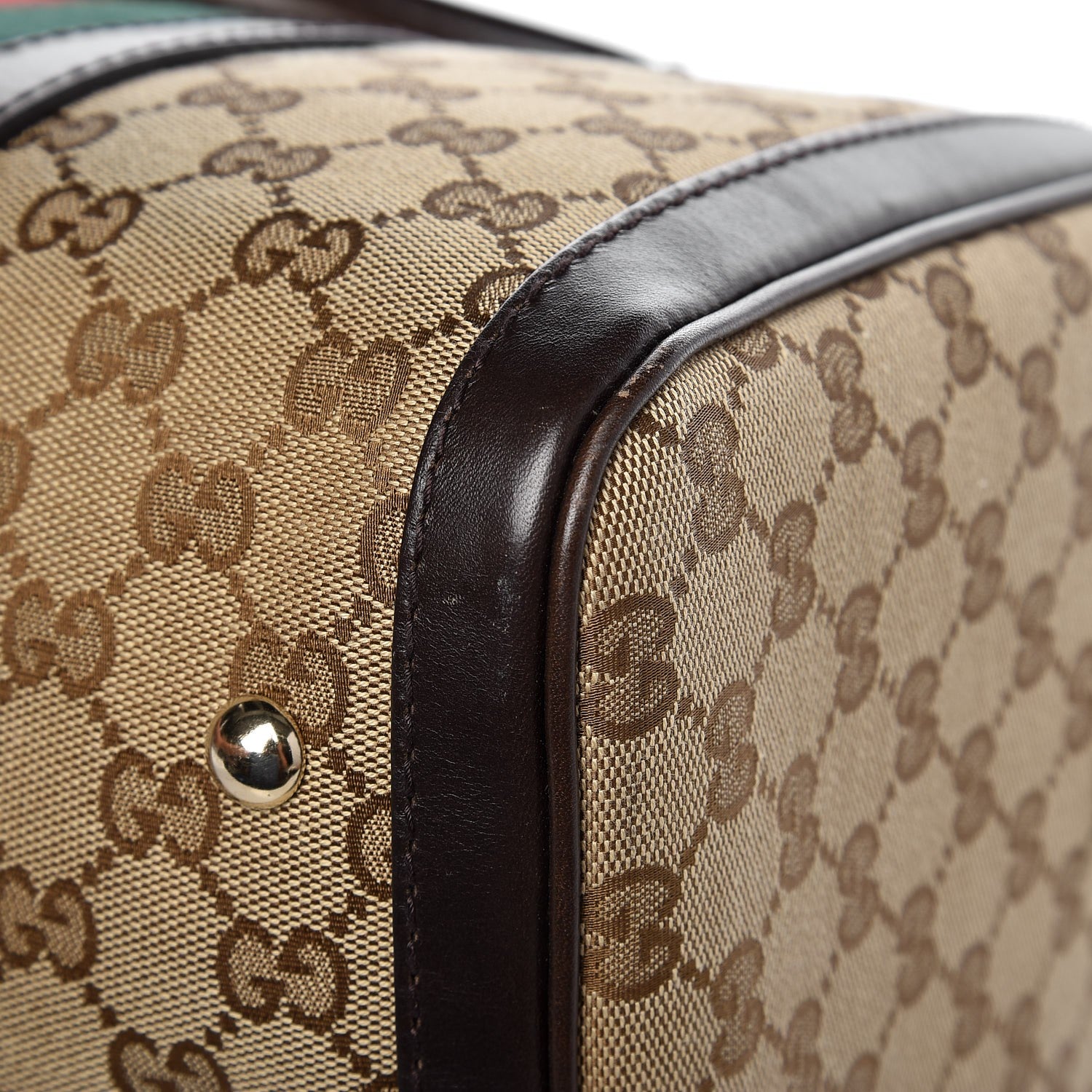 Gucci Monogram Vintage Web Medium Boston Dark Brown 10 of 11