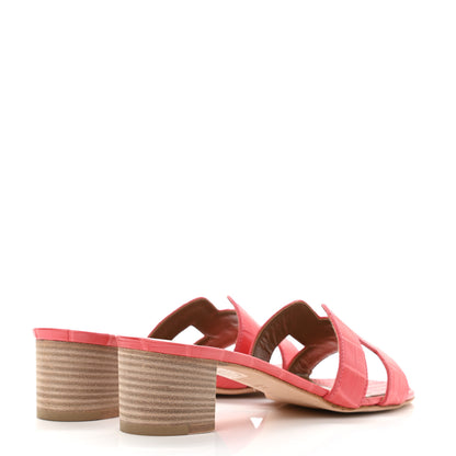 Hermes Matte Alligator Oasis Sandals 37 Bougainvillea 4 of 9