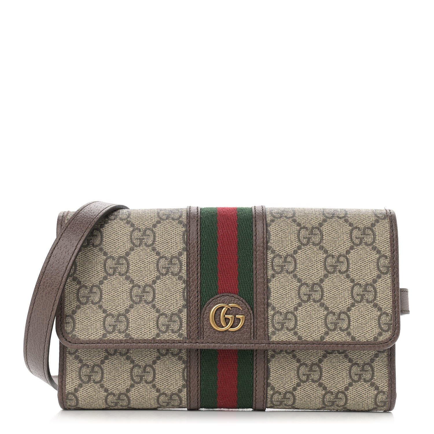 Gucci GG Supreme Monogram Web Ophidia Crossbody Wallet Beige New Acero 1 of 9