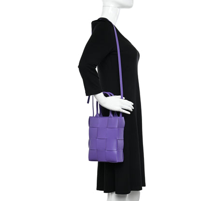 Bottega Veneta Lambskin Maxi Intrecciato North South Cassette Tote Purple 2 of 9