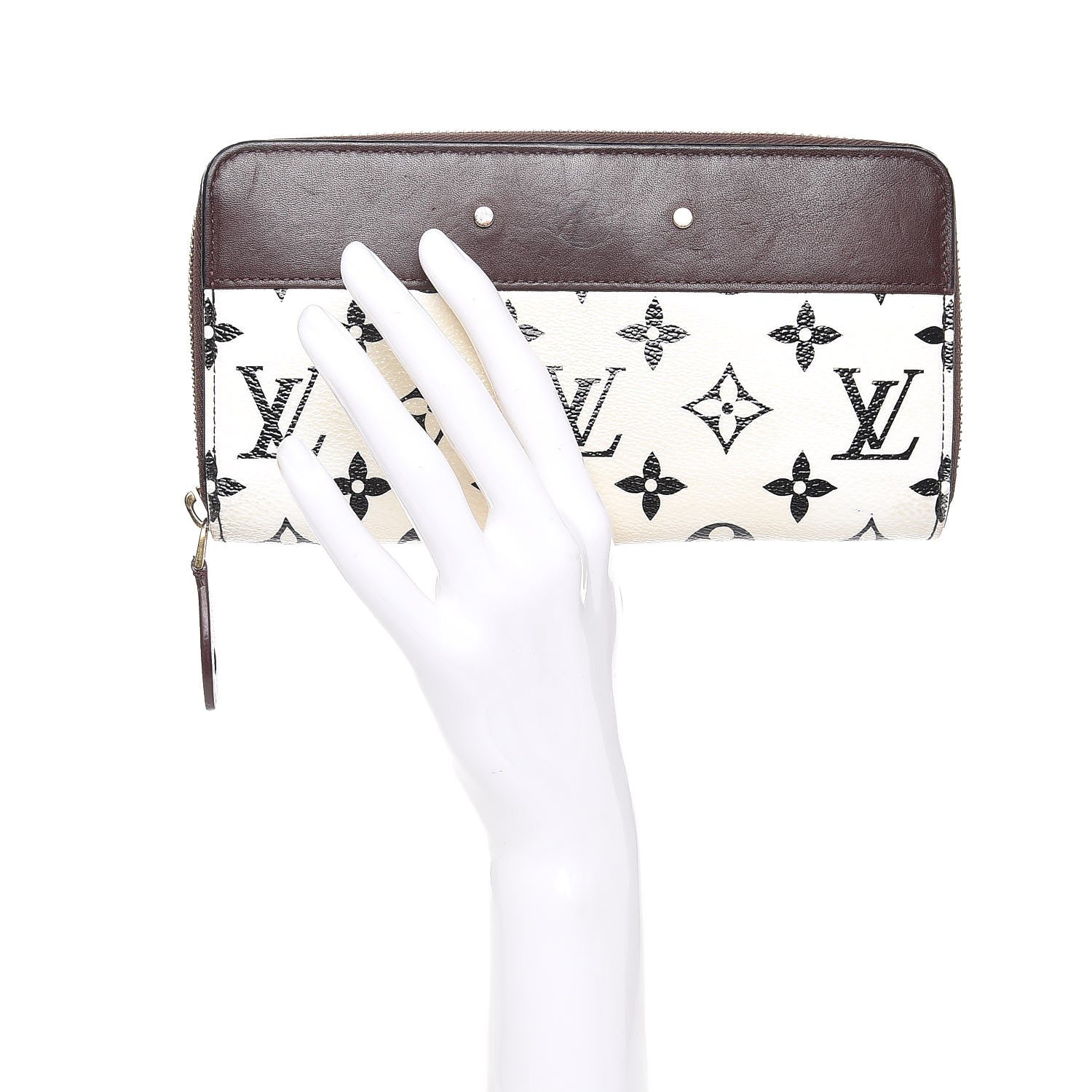Louis Vuitton Calfskin Monogram Gamma Zippy Wallet White Chocolate 2 of 16