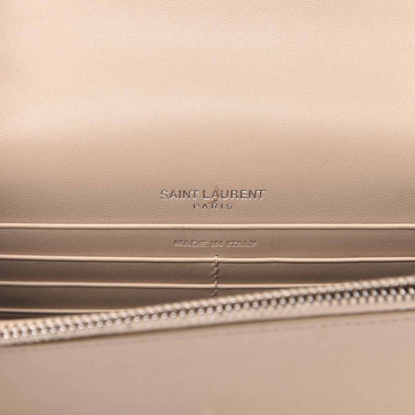 Smooth Calfskin Classic Monogram Kate Tassel Chain Wallet Nude Powder