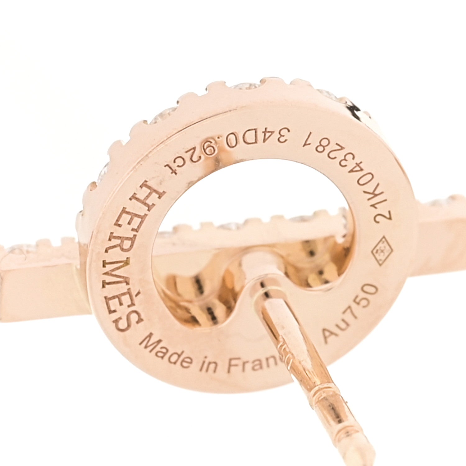 Hermes 18K Rose Gold Diamond Finesse Earrings 4 of 4